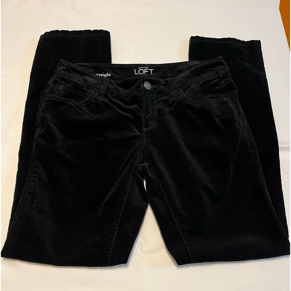 Ann Taylor Velvet Black Pants Straight Leg Size 0P